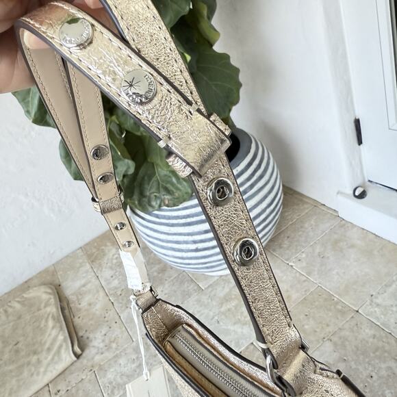 Tory Burch 159158 Emerson Metallic White Gold Refined Leather Shoulder Handbag - Picture 10 of 16